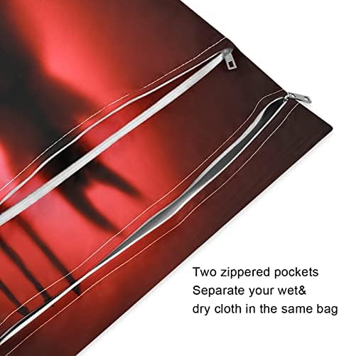 ZZXXB Demon Водоустойчив Влажна Чанта за многократна употреба Текстилен Влажна Пелена Суха Чанта с Джоб с Цип за Пътуване,
