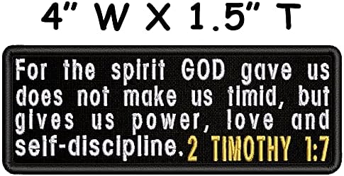 2 Тимотей 1:7 Библейски Стих, Бродирана Нашивка, Прикрепляемая Желязо Религиозни Писанията, Исус Христос, Кристиан Байкерский