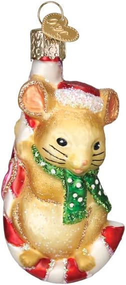 Коледна Украса от Стария свят Christmas Mouse Издухано Стъкло за Коледната елха
