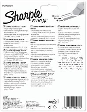 Маркер Sharpie Fluo XL, на Върха на длетото - Различни цветове, опаковка от 4 броя