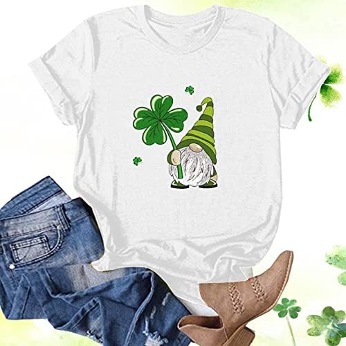 Ризи на Деня на Св. Патрик за Жени, Ирландска Детелина, Плажни Тениски с Принтом Елф, Къс Ръкав, през Цялата