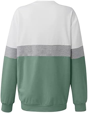 Дамски hoody, есента модерен шарен пуловер с цветни блокчета, пуловери, блузи с кръгло деколте и дълъг ръкав, тениски с джобове