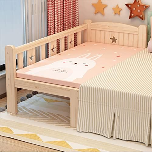 Бебешко креватче с масивна дървена рамка, Расширяющаяся бебешко легло с парапет, подходящ за всяка стая, Чудесен подарък за деца