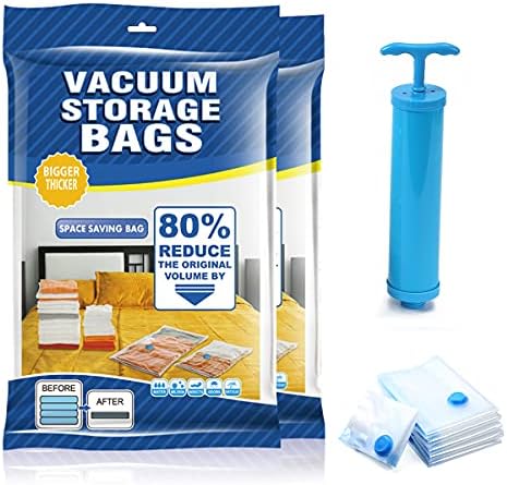 Пакети за съхранение с вакуум уплотнителем Kmfast, Вакуумни торби за съхранение на дрехи с цип, Компресия Пакети