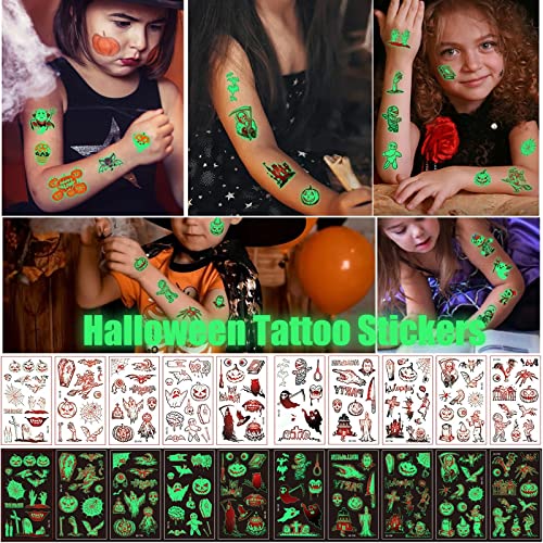 Тъмни татуировки The TattooHalloween Kids Временни Светещи В Непромокаем плат за Татуировки Гривни за Дейности