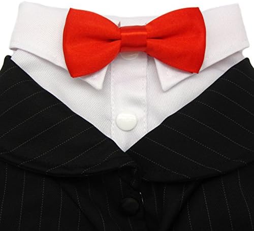 Alfie Pet - Официален смокинг Оскар с Черно шалче и Червената папийонка - Цвят: Черен Размер: Малка