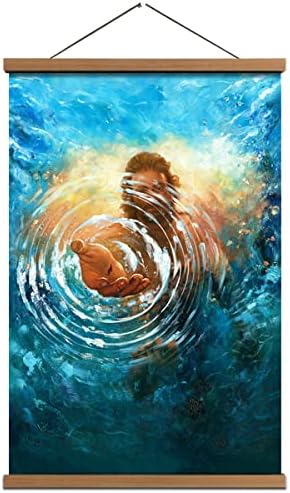 Исус Виси Плакат Стенен Артистичен, с Дървена Рамка, по - Плат, Платно за Печат Живопис Снимки 16x24 инча за Стена