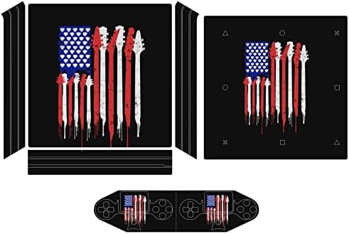 Патриотичен китара флаг за любителите на Америка, PVC залепваща стикер, защитен стикер за PS4 Pro/PS4 Slim Controller