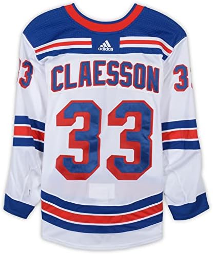 Фредрик Клаессон Ню Йорк Рейнджърс -Използван майк №33 бял цвят, на 2-ри сет на сезона в НХЛ 2018/19 - 58-ри размер