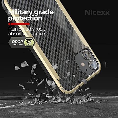 Nicexx Разработена за iPhone 12 Case / Предназначени за iPhone 12 Pro Case модел от въглеродни влакна, 12 фута.