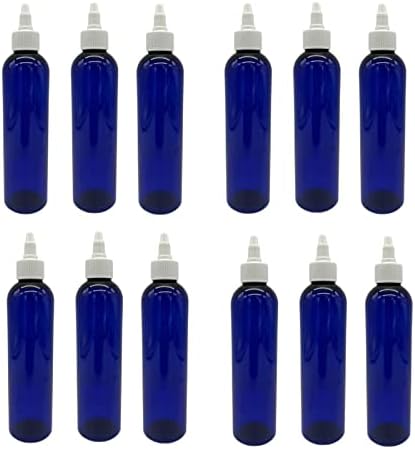 8 унции Сини пластмасови бутилки от Cosmo - 12 опаковки на Празни бутилки за еднократна употреба - Не съдържат
