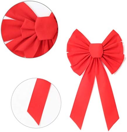 Кадифе, коледни панделки OTGO Red Bow - Коледен венец - чудесно за големите подаръци - За използване на закрито /на открито - В комплект вратовръзка-наставка, Лесно подвеши
