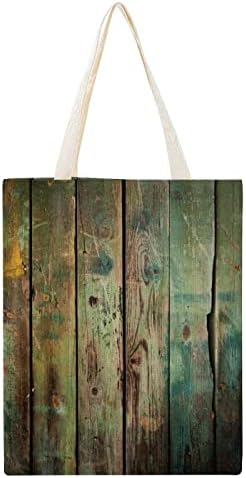 WengBeauty Холщовая Чанта-тоут В Селски стил, Потертая чанта, изработена от дърво Навес, Торби за Многократна употреба