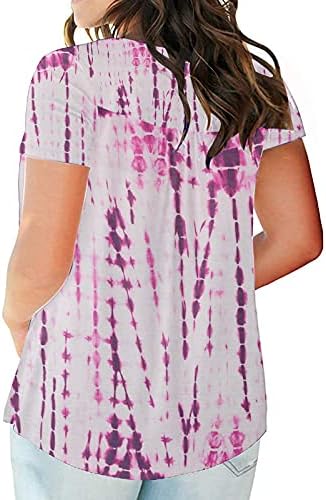 Летни Дамски Блузи Размера на Плюс, Ризи с копчета с V-образно деколте, Ежедневни Блузи с Къс Ръкав, Тениски Свободно Намаляване на Риза