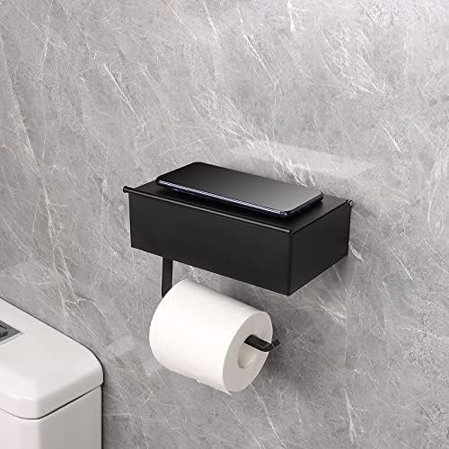 Държач за Тоалетна хартия NearMoon с рафт, Държач за Тоалетни Ролки за Съхранение в Банята със Скрита Кутия за Смываемых