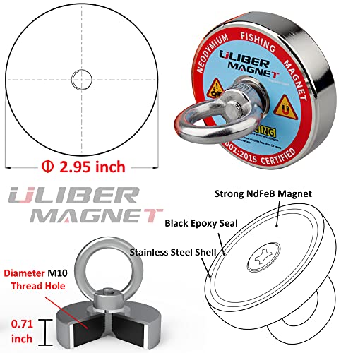 Комплект Риболовни магнити ULIBERMAGNET, Риболовен Неодимовый Магнит тегло £ 700 с Найлон въже с дължина 20 м и Нескользящими Ръкавици, Голям Силен Магнит за Магнитна Рибол