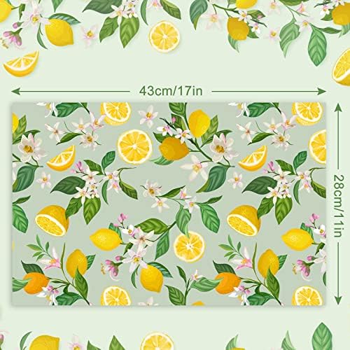 AnyDesign 50 Опаковки Лимонови Хартиени Подложки За сервиране на Масата за Еднократна употреба Жълти Резени Лимон, Кърпа за Цитрусови плодове 11x17 Инча, Пролет-Лято Декор