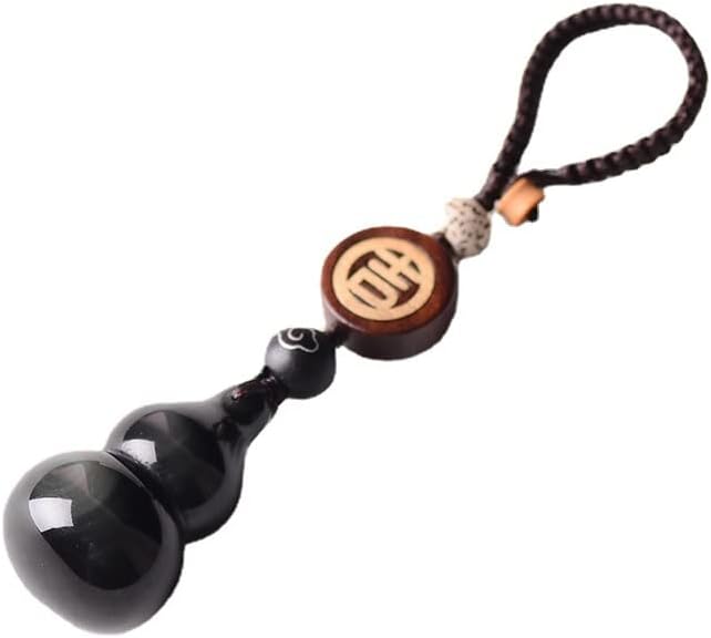 zhangruixuan-Shop 黑曜石葫芦创意个性高档保平安男女汽车钥匙扣如意挂件饰礼品(黑曜石钥匙扣)