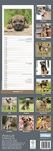 Гранична Териер Slim Календар за 2023 година | Календар породи Кучета Слимлайн - 12 месеца