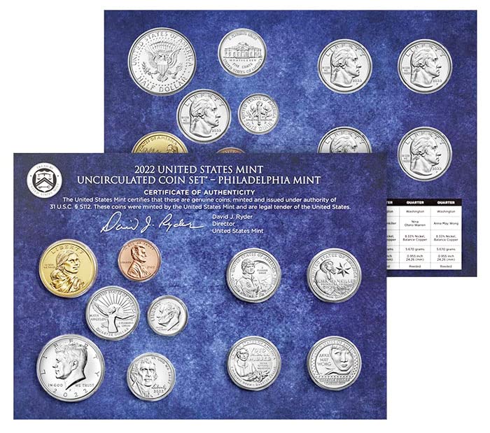 2022 Различни Марки мента Колекция Uncirculated Mint Set Избор на монетния двор на САЩ Uncirculated