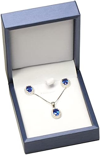 The Jewellery Pak Комплект за колиета и обици в Синьо Подарък Кутия Луксозен Мек На пипане Материал от изкуствена