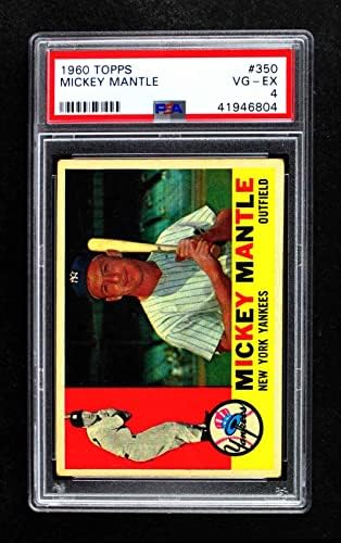 1960 Topps # 350 Мики Мэнтл Ню Йорк Янкис (Бейзболна картичка) PSA PSA 4,00 Янкис