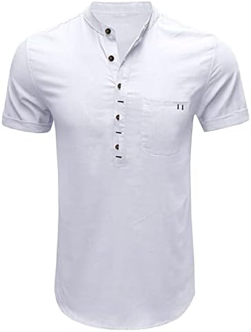 Мъжки Бельо Памучен Плажна Риза С Къс Ръкав Ежедневни Ризи За Йога Копчета Летни Ризи За Тропическа Почивка
