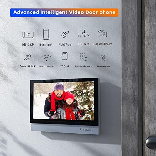 TMEZON Wi-Fi Домашно видео домофон Звънец с Камера 1080P и 10-инчов Сензорен екран на Монитора видео домофон Кабелен