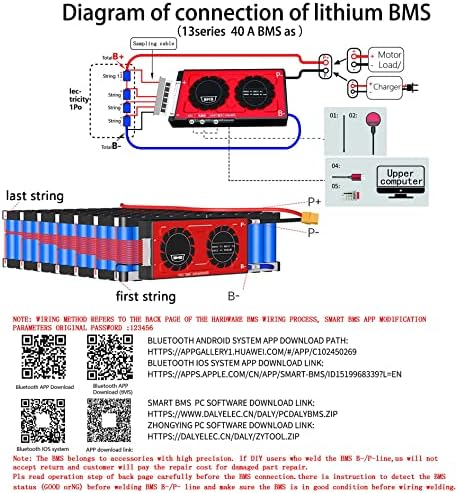 Такса за защита на литиево-йонна батерия BMS Lifepo4 4S 12V 30A-500A Smart БТ, Контролер за зареждане на такси баланс
