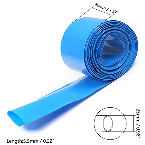 Bettomshin 1 бр. Синя PVC Свиване на Тръба с Дължина 18,04 Фута 1,57 Инча Плосък за батерии 18650
