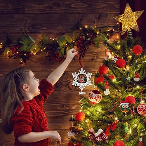 Украса на Коледната елха Красиво Семейно Коледно снимка Украса на 2022 година Семейно Украса Коледна рамка за снимки, Коледна украса във формата на Снежинки