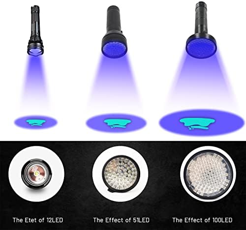 Фенерче JINHILL UV Black Light - Супер Ярки 100 led прожектори Blacklight за откриване на урината на домашните кучета,