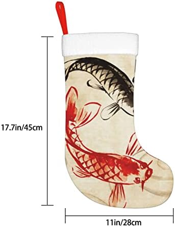 Коледни Чорапи Augenstern С Риба Koi, Японски Реколта Двустранни Чорапи За Окачване На Камина.