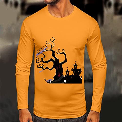 ZDDO, Мъжки Блузи на Хелоуин, Ежедневни Празнична тениска с Принтом Haunted house, на Новост, с Дълъг Ръкав,