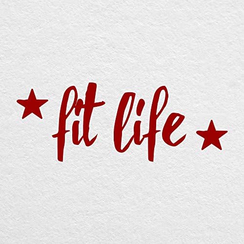 Fit Life със звезди - Vinyl стикер цвят бордо ширина 4 инча - За MacBook, лаптоп, таблет, колата и много други!