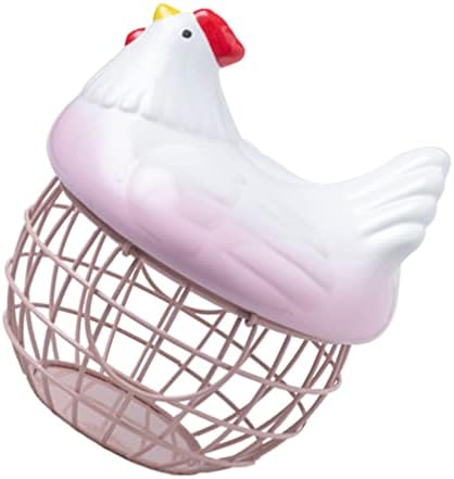 Кутии за Съхранение NUOBESTY Декоративна Метална Метална Кошница За Съхранение на Яйца с Керамични Пиле Ферма и Дръжки