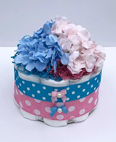Мини-торта от памперси - Централна украса В грах / Класически стил, Разкриващ пол - Неутрално - Детски душ - Подарък