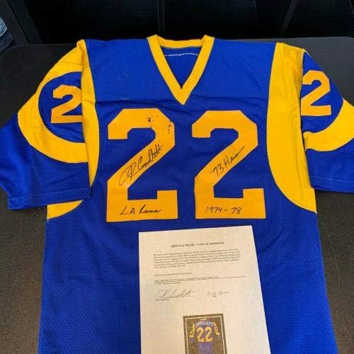 Джон Каппеллетти Подписа Използвана игра Los Angeles Овни 1973 Heisman С футболками NFL с автограф COA