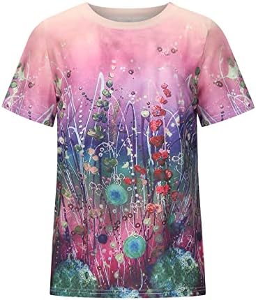 Дамски Памучен Риза с Кръгло Деколте и Цветен Модел за Отдих, за Момичета Есен-Лято FN FN