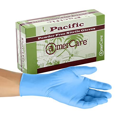 Ръкавици Нитриловые AmerCare Pacific 4,5 mils Сини, без прах и латекс, с Общо предназначение, за почистване и за обществено хранене, Големи, Опаковка 1000