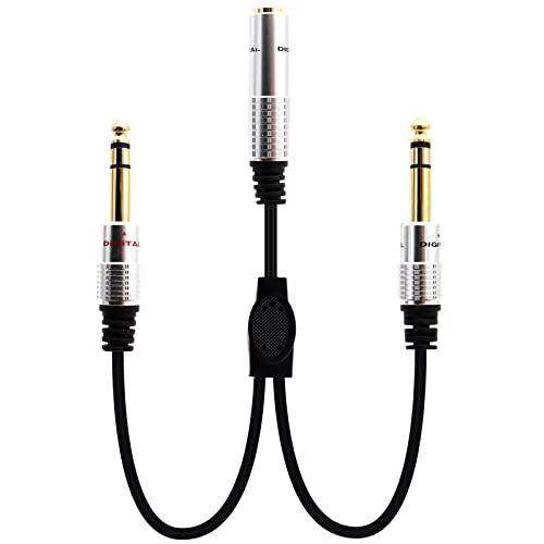 Позлатени Y-образен кабел-сплитер Disscool, 6,35 мм, от 1/4 до двойно по кабел 6,35 мм, от контакт до контакт, стереокабели TRS, аудиокабели OD: 5,0 за аудиооборудования /микрофон / ?