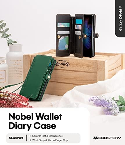 Чантата GOOSPERY Noble, който е съвместим с калъф Galaxy Z Fold 4, с кръгови покритие, държач за карти от