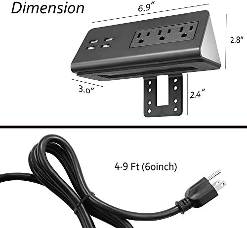 Контакти захранване за настолен закрепване AICKSN на ръба на масата с USB порта за зареждане (1 бр.)