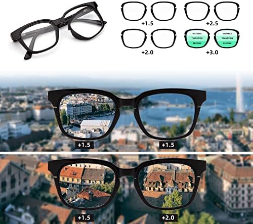 Очила за четене Amorays Със Сменяеми Обективи за мъже и Жени, Извити Пантите за четене с Различна якост за Всяко око