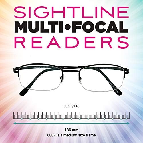 Sightline 6002 Многофокусные Очила за четене с прогресивно капацитет Средно Засаждането на Оръжеен метал 2.00