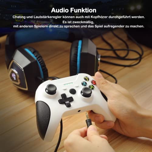 Жичен контролер YCCTEAM за Xbox One/Xbox X series| S, Жичен контролер за Xbox с двойна вибрация и аудиоразъемом Жичен контролер геймпада Xbox USB Joypad за Xbox 1X/ S/ серия S| X/ PC (Win7/8/ 10)