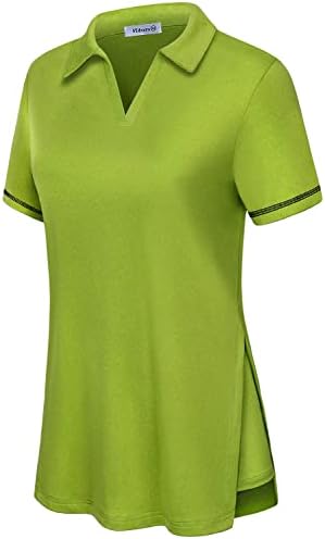 Дамска риза за голф Vldnery С Къс ръкав и V-образно деколте, Свободно Намаляване, Обикновена Спортни Стаи Тениска-Поло