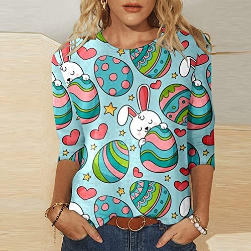 Дамски Великденски Ежедневни Ризи С 3/4 ръкав, Тениска с Образа на Привлекателен Заек, Модерна Туника-Вокоут,