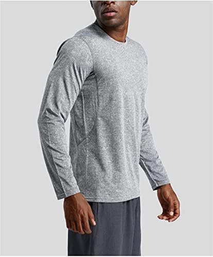 Мъжки Компресия ризи с кръгло деколте и дълъг ръкав, тениска Baselayer, Бързосъхнеща Риза, Пуловер, за да спортувате във фитнес залата, Блузи (Бял, 3X-Large)