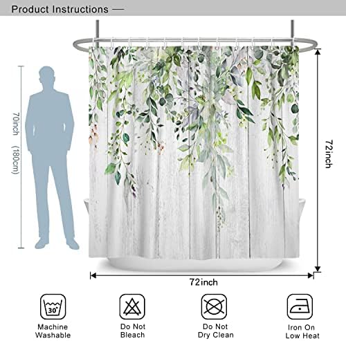 Завеса за душ със зелен эвкалиптом deFouliao, Акварелни листата на растението с цветен дизайн за Баня, душ Завеса